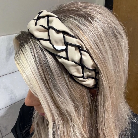 Vegan Leather Braided Wide Headband - Picture 1 of 5